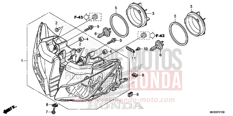 SCHEINWERFER von CBR1000RR SP SP1 SP2 VIBRANT ORANGE (YR250X) von 2016